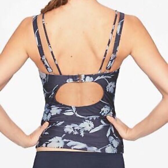 Athleta Aqualuxe Print Square Plunge Tankini - Size XS - Picture 2 of 10